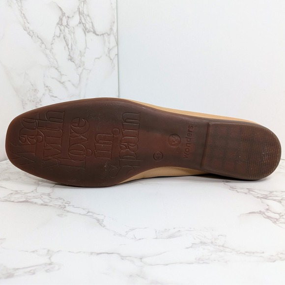 NEW Wonders Women's A-8661 Sand Tan Leather Dress Flat Size 10 - Picture 10 of 12